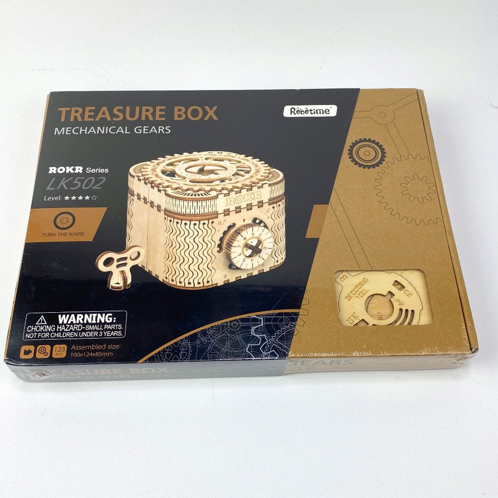 Robotime Treasure Box DIY 3D Wood Model Puzzle Mechanical Gear ROKR Series LK502